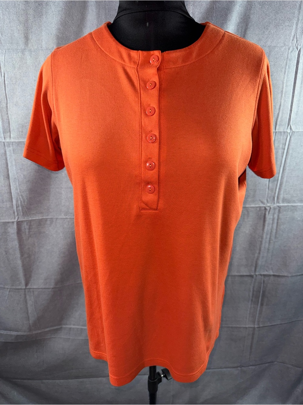 2781-Only Necessities Orange Short-Sleeve Button Henley